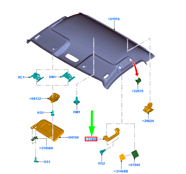 new ford ranger t6 mk3 front roof handle ab39-b045b14-ac3bma 1764245 original