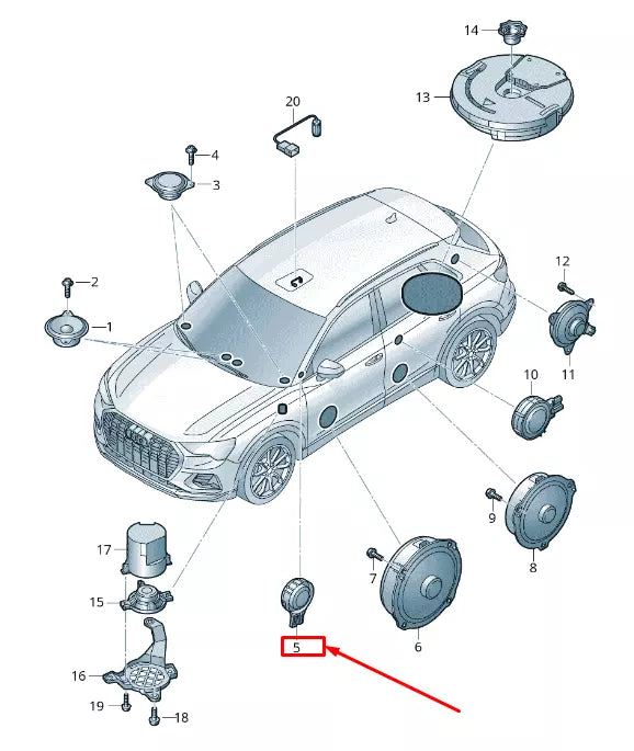 NEW AUDI Q2 GA WINDSHIELD B-PILLAR TREBLE SPEAKER 83A035398