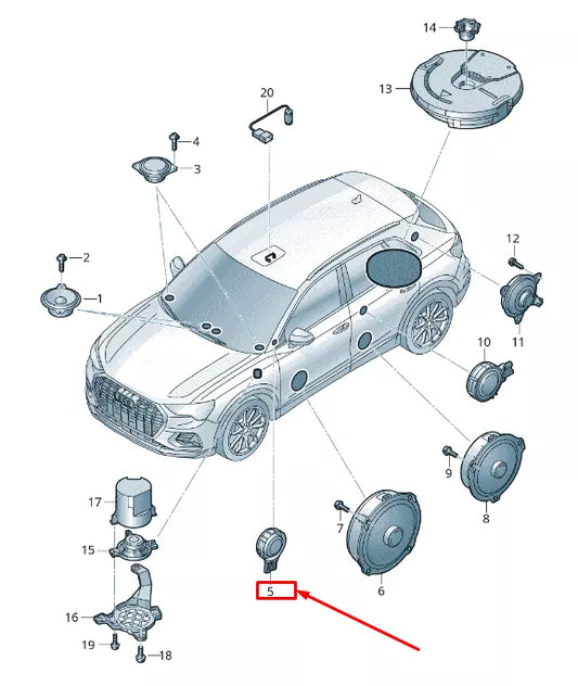 NEW AUDI Q2 GA WINDSHIELD B-PILLAR TREBLE SPEAKER 83A035398