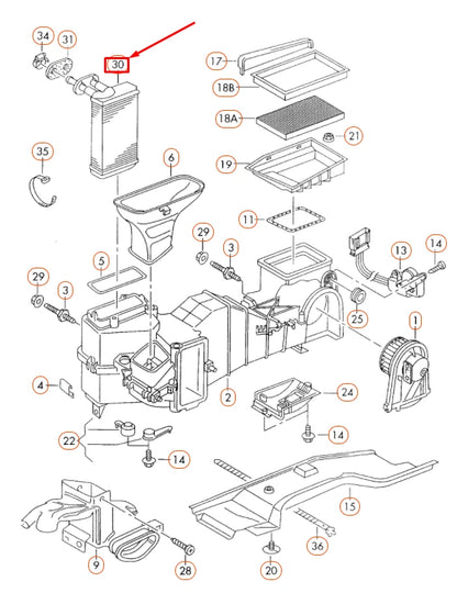 NEW VOLKSWAGEN BEETLE 9C HEAT EXCHANGER LHD 1J1819031B ORIGINAL