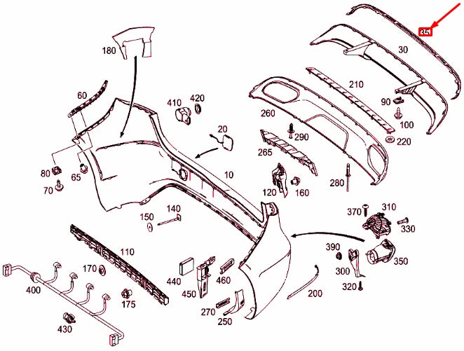 NEW MERCEDES-BENZ B W246 REAR BUMPER BOTTOM MOLDING A2468851621 ORIGINAL