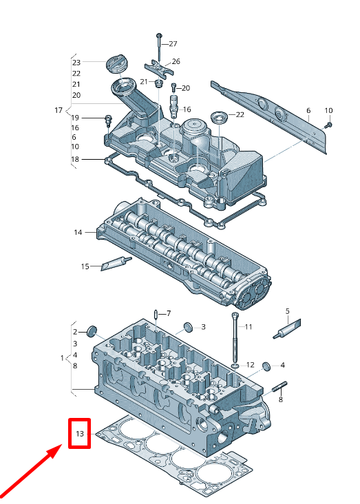 new vw crafter flatbed sz cylinder head gasket 04l103383am original