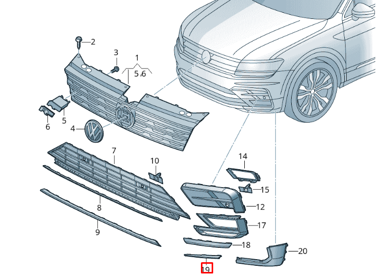 new volkswagen tiguan ad front right bumper molding 5nn853102a041 original