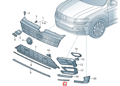 new volkswagen tiguan ad front right bumper molding 5nn853102a041 original