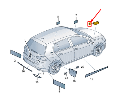 new vw golf cd mk8 right fender emblem 5h0853688acbop original