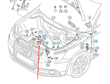 NEW AUDI A1 8X ENGINE HOOD CATCH HOOK 8X0823485C ORIGINAL