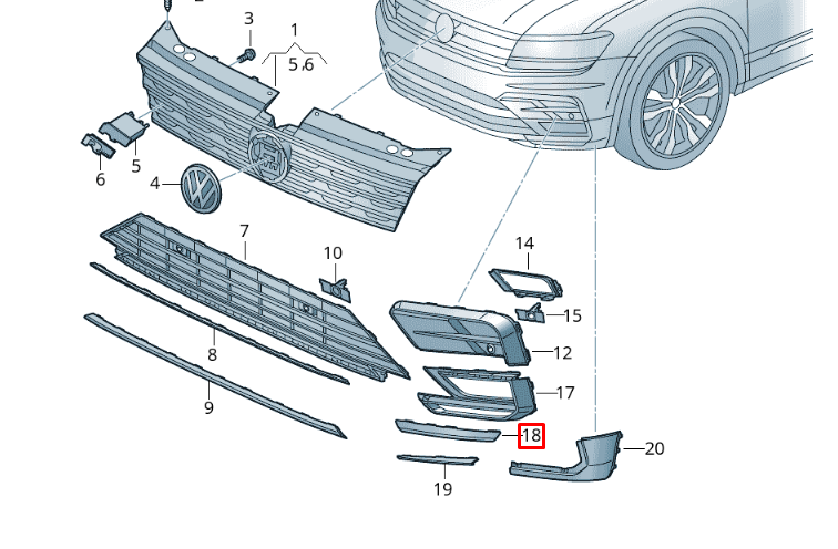 new volkswagen tiguan ad front left bumper molding 5nn853101cgru original