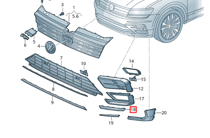 new volkswagen tiguan ad front left bumper molding 5nn853101cgru original
