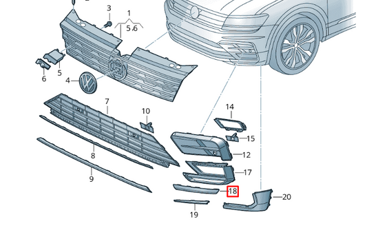 new volkswagen tiguan ad front left bumper molding 5nn853101cgru original