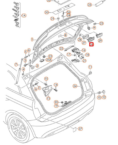 NEW AUDI A1 8X REAR TAILGATE BOOT LID HANDLE 5J0827566E