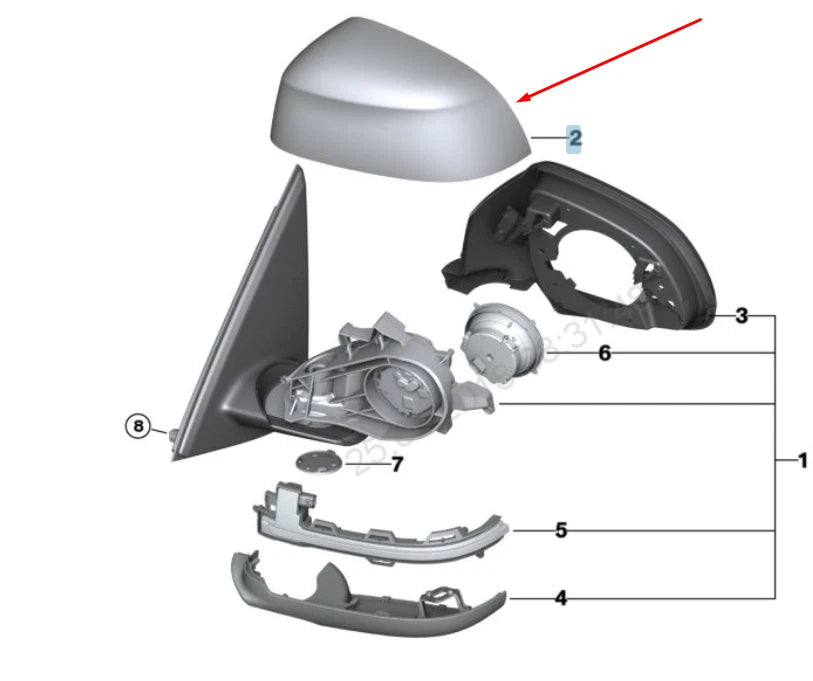 NEW BMW X3 F25 LEFT WING MIRROR COVER CAP 51167365113 7365113 2016 ORIGINAL