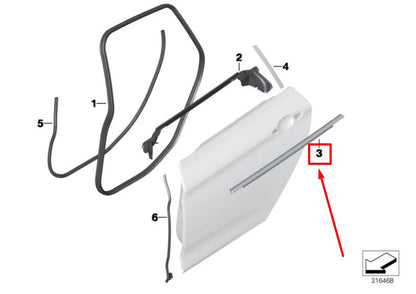 NEW BMW 4 F36 REAR RIGHT OUTER DOOR CHANNEL COVER 51357310196 7310196 ORIGINAL