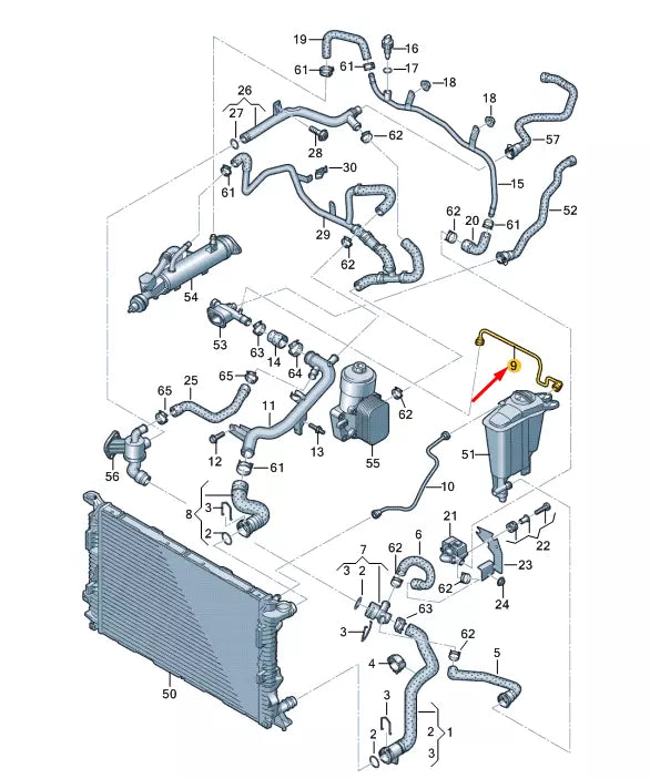 NEW AUDI Q5 8R REAR COOLANT HOSE 8R0121081AD ORIGINAL