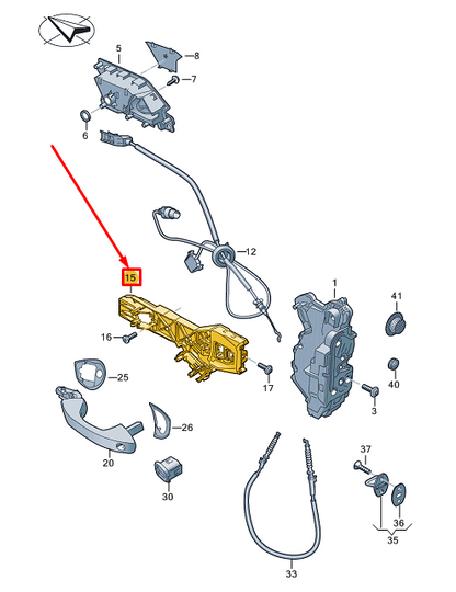 NEW VW GOLF CD MK8 FRONT LEFT EXTERIOR DOOR HANDLE BASE LHD 5H1837811G ORIGINAL