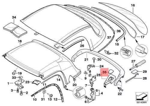 NEW BMW Z3 E36 ROADSTER RIGHT LOCKING PLUG 8411334 54218411334 ORIGINAL