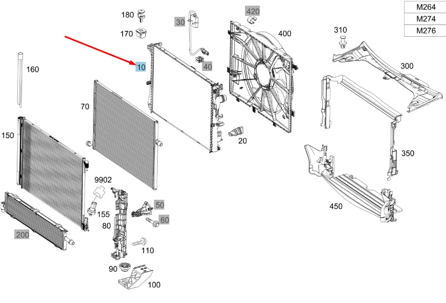 NEW MERCEDES-BENZ C W205 ENGINE COOLANT RADIATOR A0995002203 ORIGINAL