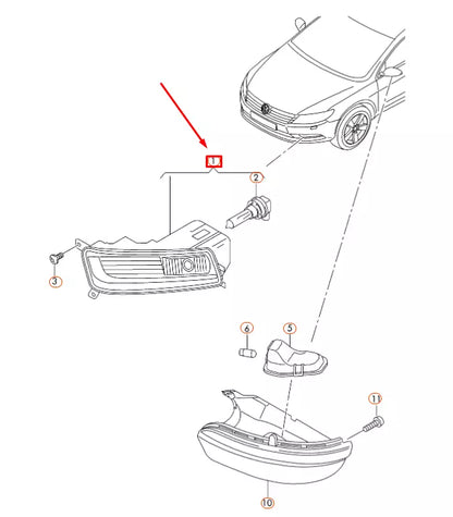NEW VOLKSWAGEN CC FRONT LEFT HALOGEN FOG LIGHT 3C8941699