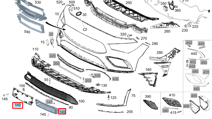 NEW MB CLA COUPE C118 FRONT BUMPER LICENSE NUMBER HOLDER A1188809600 ORIGINAL