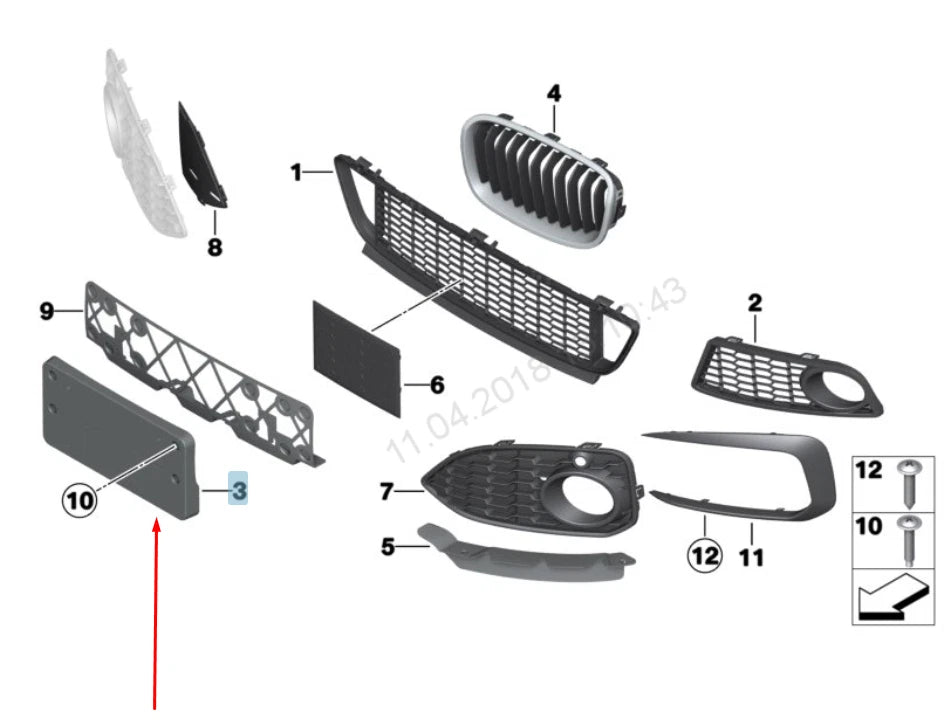 NEW BMW 2 F22 FRONT M SPORT BUMPER LICENSE PLATE BRACKET 51118059571 ORIGINAL
