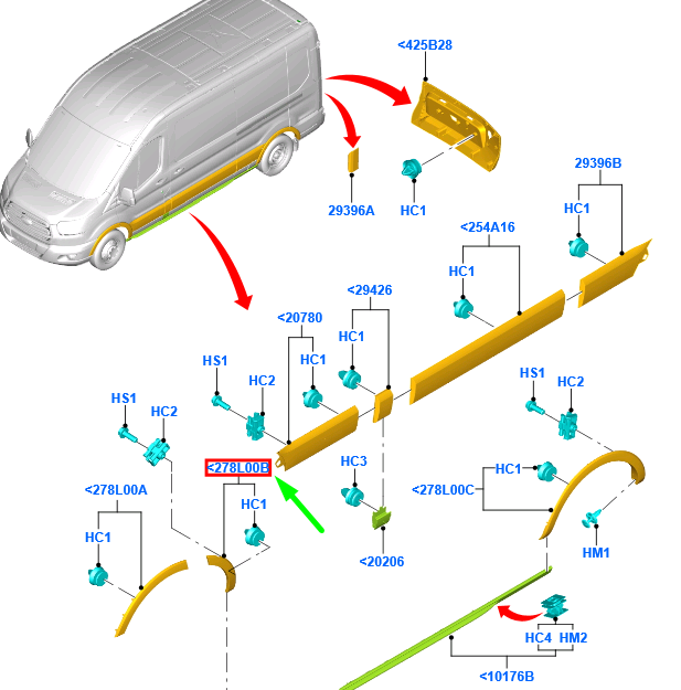 new ford transit mk4 front right wheel arch deflector rear part 2309282 original