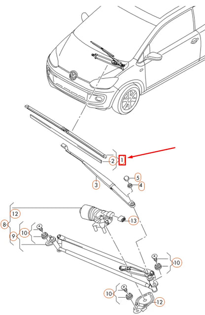 NEW VOLKSWAGEN UP FRONT WIPER BLADE SET LHD 1S1998002
