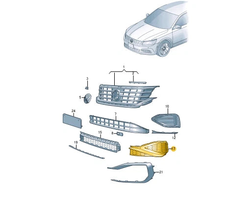 NEW VW PASSAT ALLTRACK B8 FRONT RIGHT BUMPER GRILLE 561853666P9B9