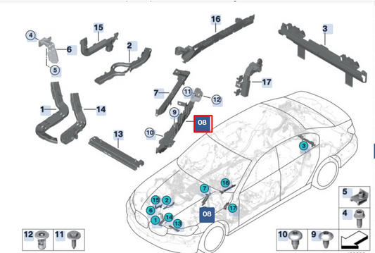 new bmw 5 g30 sealing frame lower section right 61139334788 original
