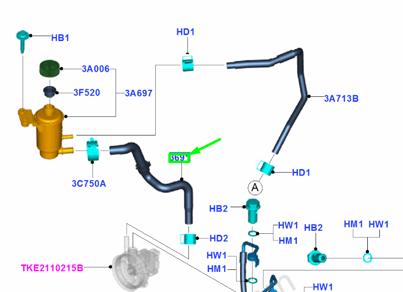 new ford ranger t6 mk3 power steering connecting hose lhd 1752407 original