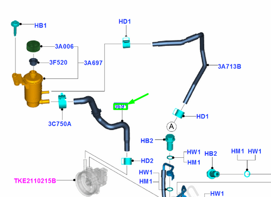 new ford ranger t6 mk3 power steering connecting hose lhd 1752407 original