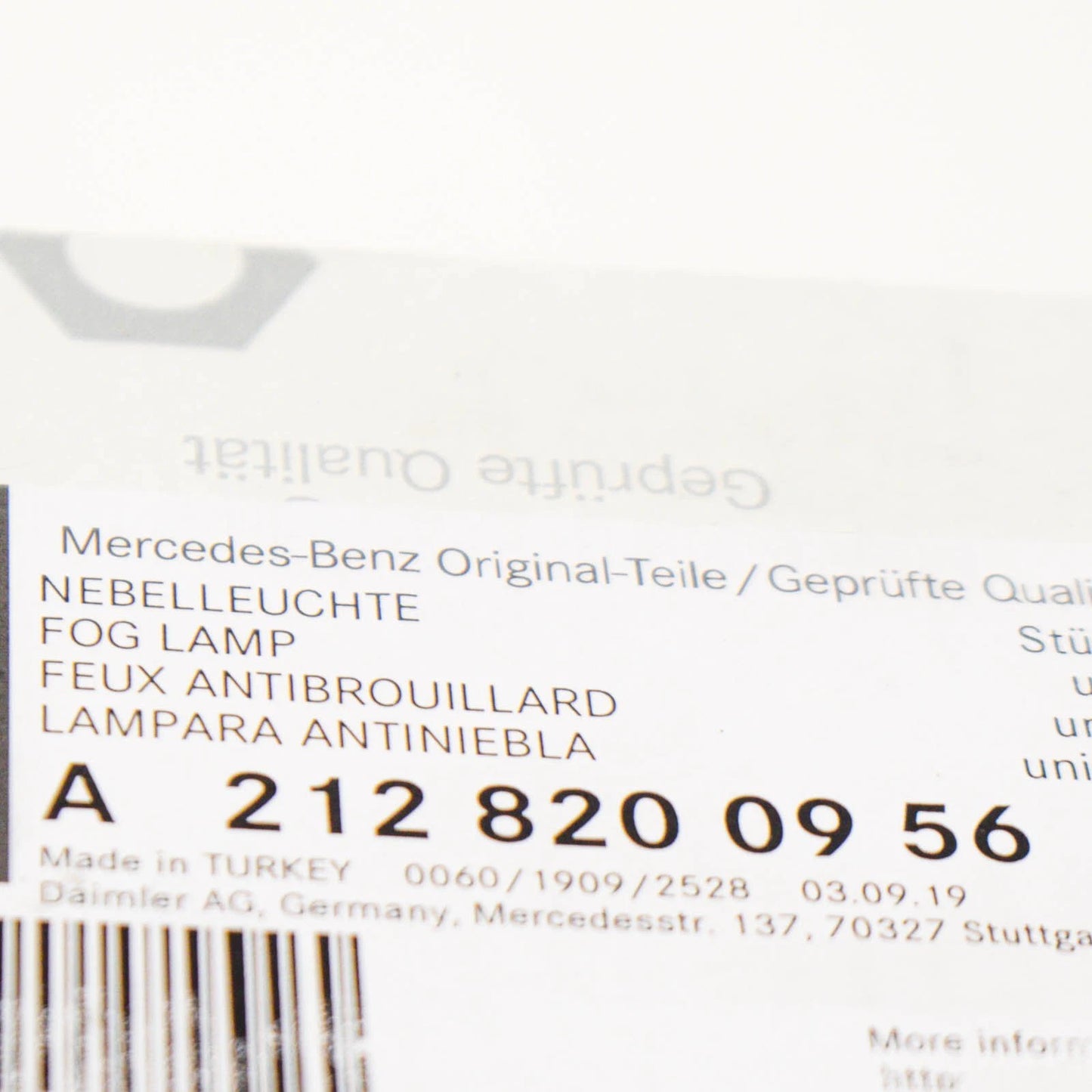 NEW MB E W212 FRONT LEFT FOG LIGHT A2128200956
