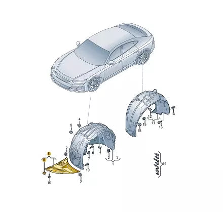 NEW AUDI E-TRON GT FRONT LEFT LOWER WHEEHOUSING LINER 9J1809957D ORIGINAL