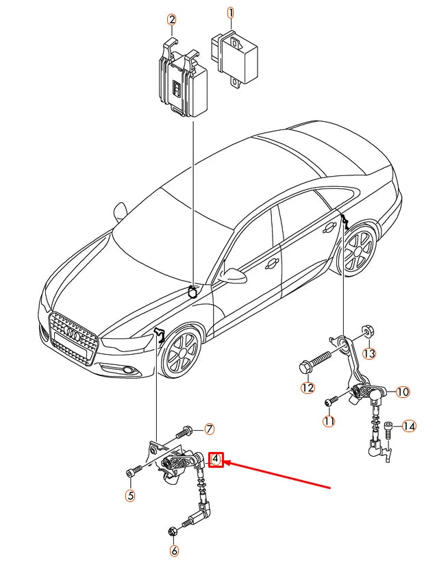 NEW AUDI A6 4G C7 FRONT LEFT LEVEL SENSOR WITH POLES 4H0941285H