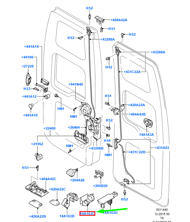 new ford transit mk3 rear back door lock retainer 6c1t-14a163-aa 1494794