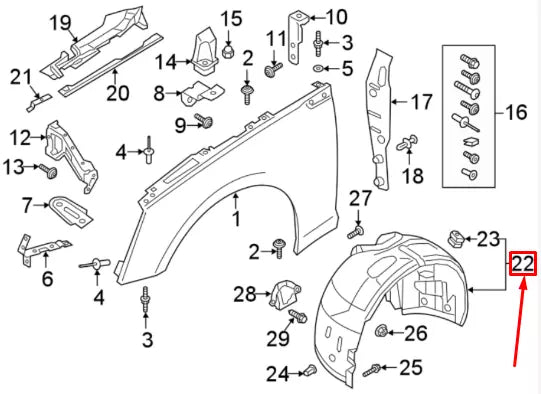 NEW AUDI A5 8W6 FRONT RIGHT INNER ARCH LINING 8W6821172C