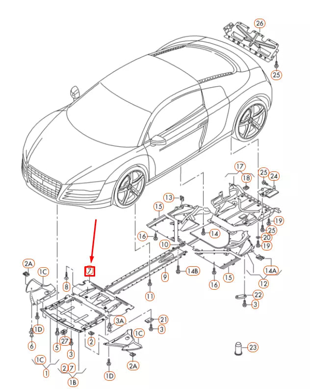 NEW AUDI R8 42 FRONT CENTER UNDERBODY TRIM 420825208A ORIGINAL