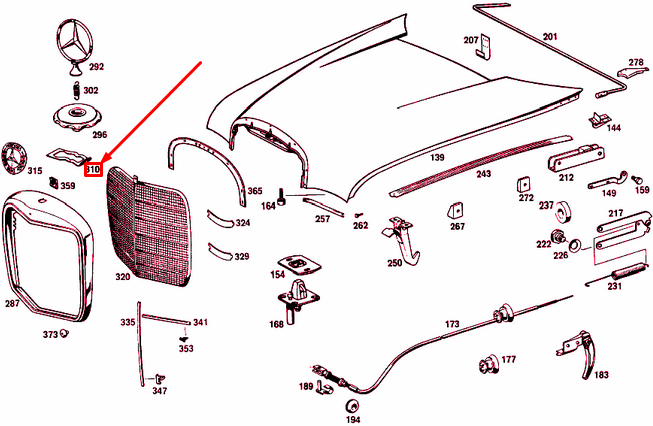 NEW MERCEDES-BENZ S W108 RADIATOR GRILLE SHELL LOCK PLATE A0009940121 ORIGINAL
