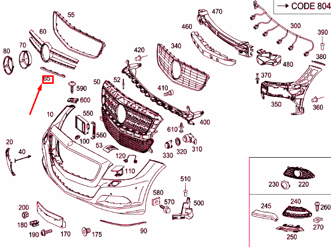 new mb cls c218 radiator grille top left trim strip a2188850321 original