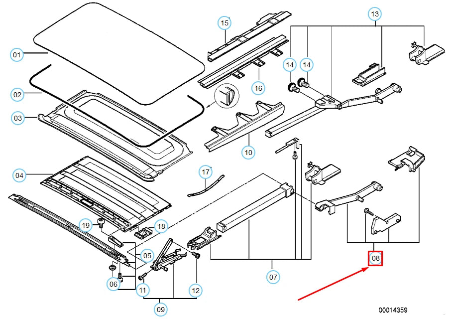 NEW BMW 7 E38 LEFT SUNROOF WATER CHANNEL REPAIR KIT 54128173101 ORIGINAL