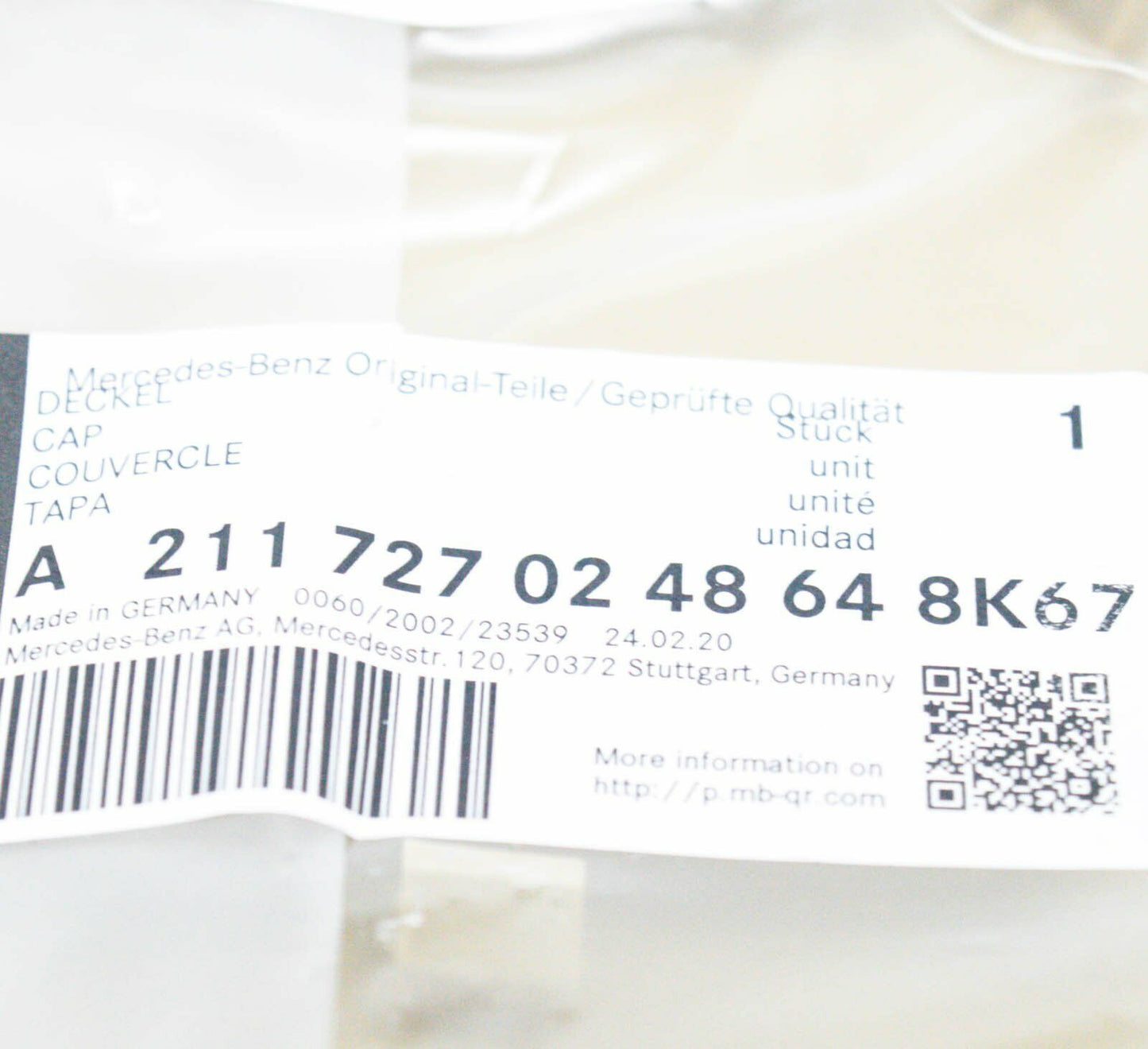 NEW MERCEDES-BENZ E W211 FRONT RIGHT DOOR CAP A2117270248648K67 ORIGINAL