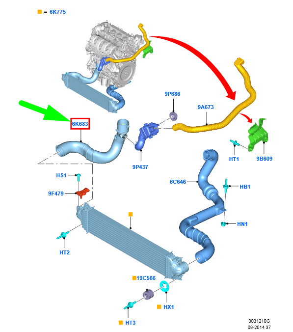 new ford mondeo mk5 intercooler hose assy 1941270 fs73-6k683-ga original