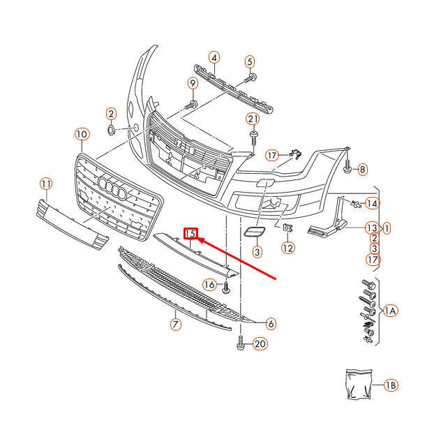 NEW AUDI A7 SPORTBACK 4G8 FRONT BUMPER CENTRE LOWER STRIP 4G88077173Q7 ORIGINAL