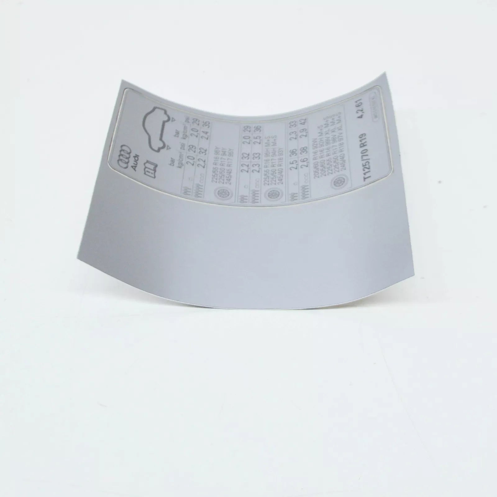 NEW AUDI A4 B8 TYRE PRESSURE DATA PLATE 8K0010502KL ORIGINAL