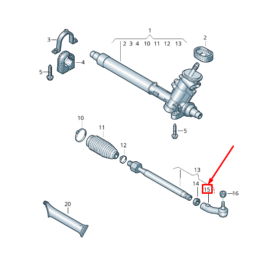 new audi a1 mk1 left steering tie rod end 6r0423811a original