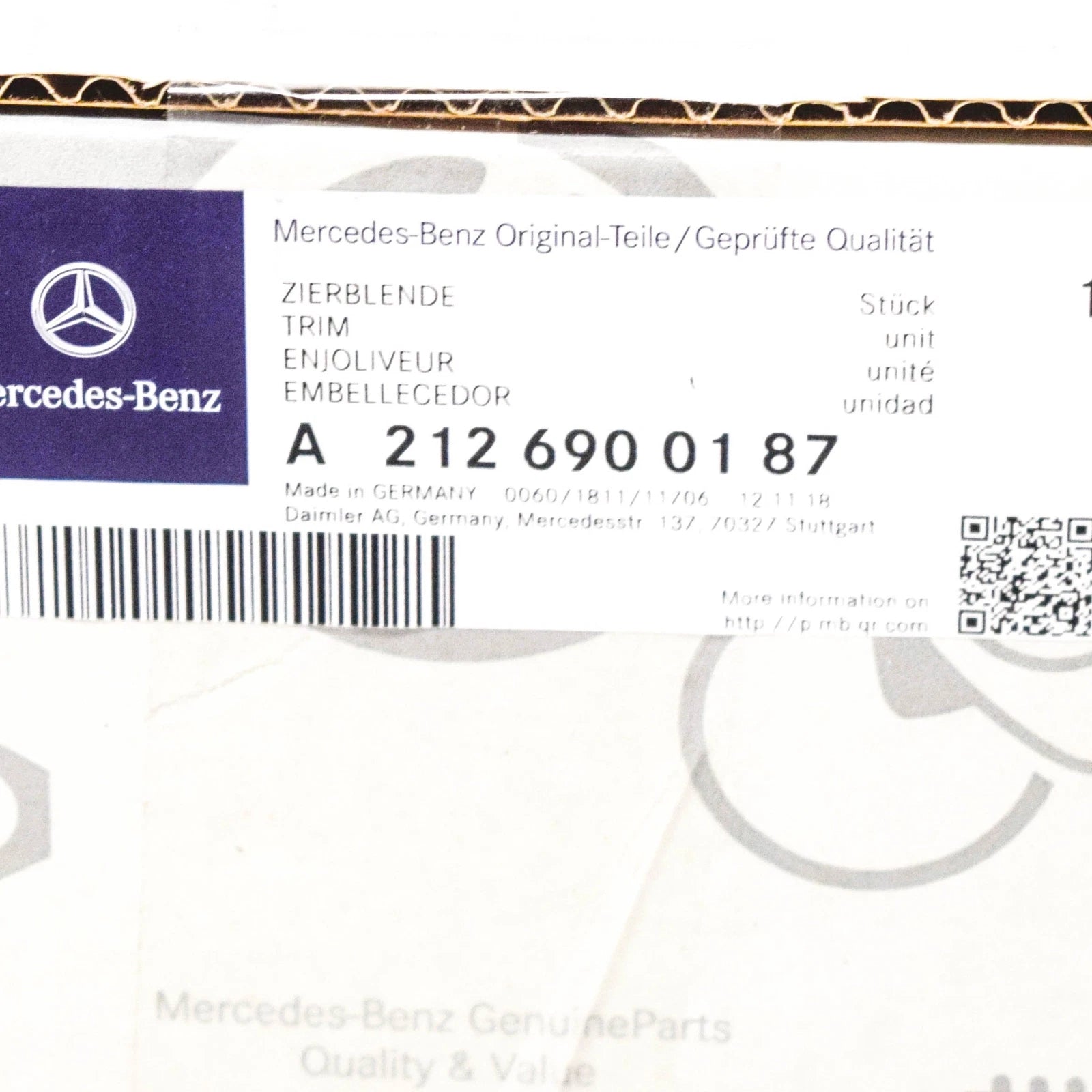 NEW MB E W212 FRONT DOOR LEFT B PILLAR TRIM A2126900187