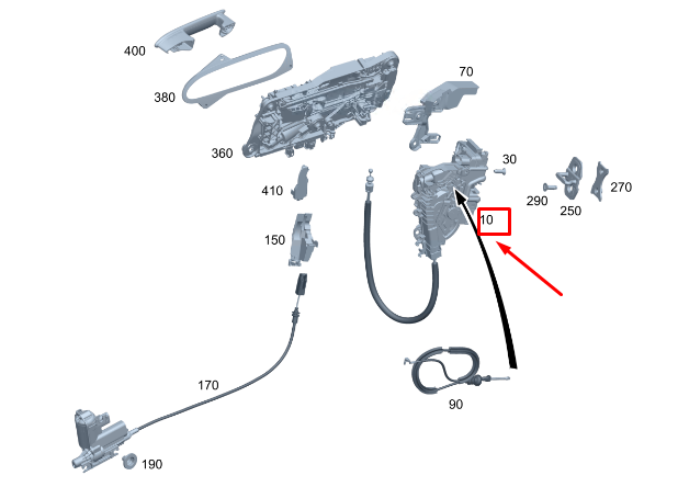 new mercedes-benz eqs v297 front right door lock rhd a0997205402 original