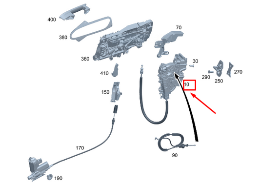 new mercedes-benz eqs v297 front right door lock rhd a0997205402 original