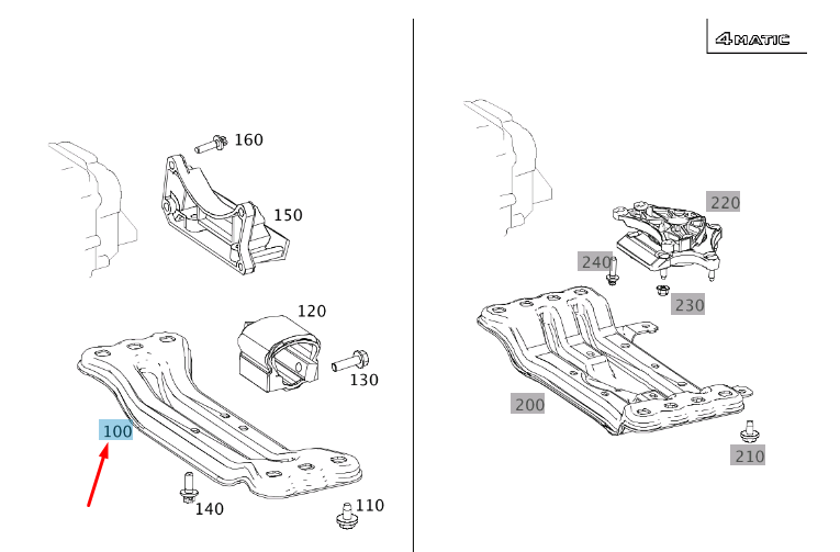 new mercedes-benz c w204 rear engine carrier gearbox mount a2042421001 original
