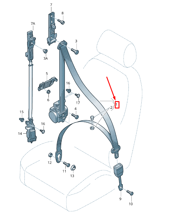 new audi a5 8t front right seatbelt 8t1857706h iml 8t1857706himl original