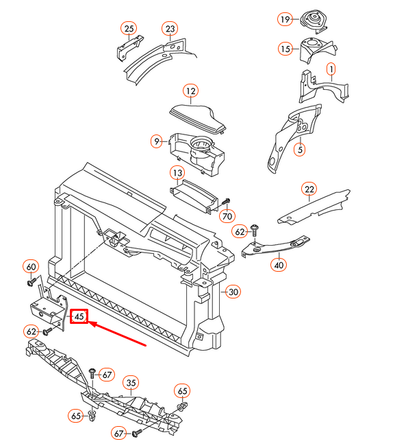 NEW VOLKSWAGEN SCIROCCO MK3 SUPPORT FOR LOCK CARRIER 1K8805567A ORIGINAL