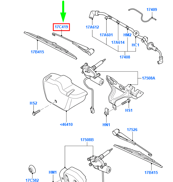 new ford transit mk3 rear left wiper arm 4053748 yc15-17c419-aa original